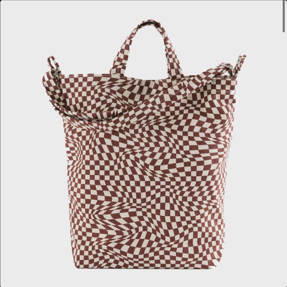 Baggu Canvas Duck Bag Maroon Trippy Checker - Picture 7 of 9